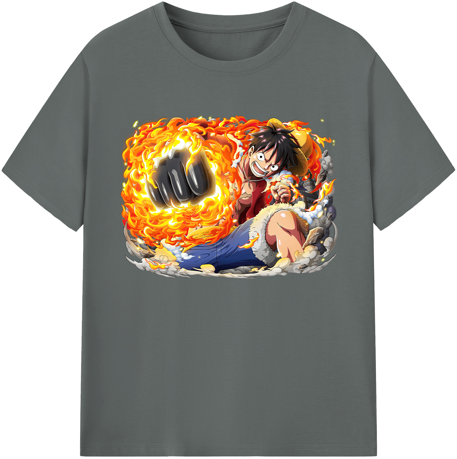 ワンピース モンキー・D・ルフィ ONE PIECE Monkey D. Luffy 綿100％ メンズ半袖Tシャツ｜肌触りやわらか＆通気性